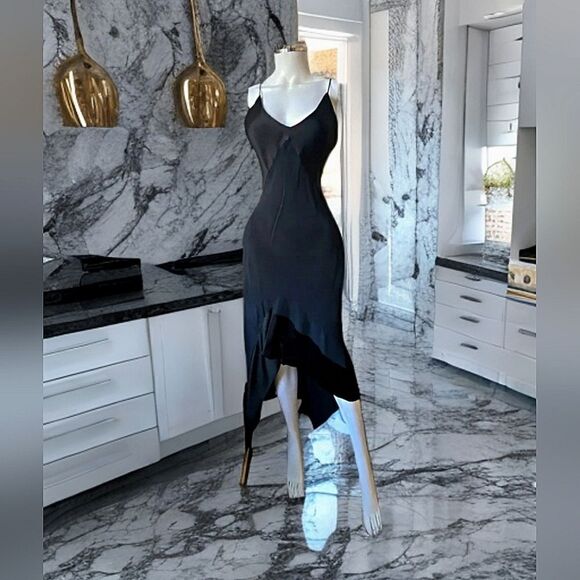 NWT Zara pure silk MULBERRY NARCISO RODRIGUEZ SLIP BLACK DRESS ZARA L - Picture 1 of 13